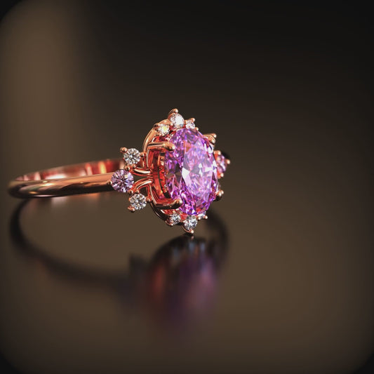Valoria 1CT Oval Vintage Pink Gemstone Ring
