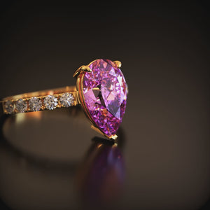 Celina 3CT Pear Cut Pink Gemstone Ring