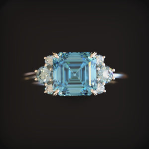 The Ulissa 2CT Asscher Cut Blue Gemstone Ring