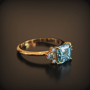 The Ulissa 2CT Asscher Cut Blue Gemstone Ring