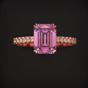 Elisa 2CT Emerald Cut Luxe Pink Gemstone Ring