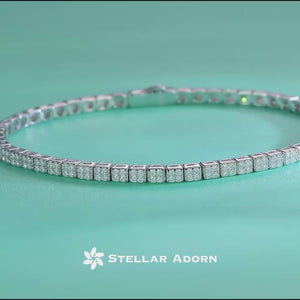 Classic Silver Moissanite Tennis Chain Bracelet-Unisex