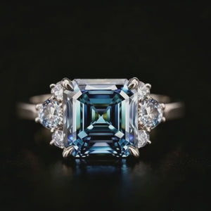 Seren's Lumen | Asscher Cut Blue Starry Ring