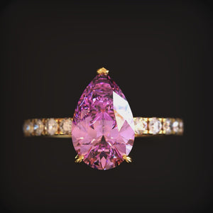 Celina 3CT Pear Cut Pink Gemstone Ring