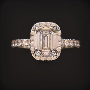 The Rosalind Claire 2CT Emerald Cut Halo Moissanite Ring