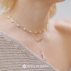 Golden Dainty Floral Station Necklace In Silver Moissanite