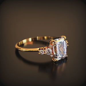 The Bella 3CT Emerald Cut Moissanite Ring