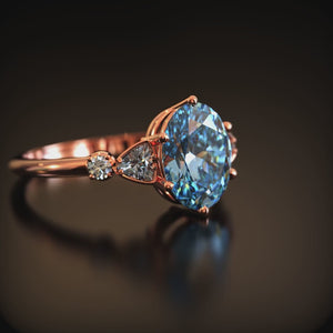 Aurora Belle 2CT Oval Cut Blue Gemstone Ring
