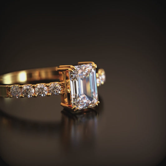 The Kiera Belle 1CT Emerald Cut Moissanite Ring