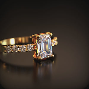The Nora Joy 3CT Eternity Emerald Cut Moissanite Ring
