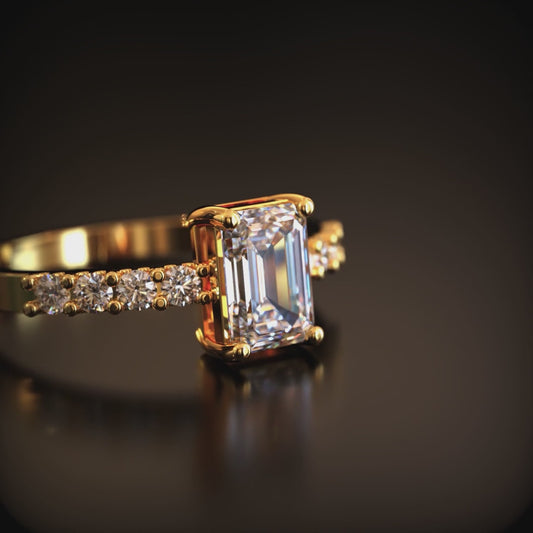 The Nora Joy 3CT Eternity Emerald Cut Moissanite Ring