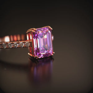 Elisa 2CT Emerald Cut Luxe Pink Gemstone Ring