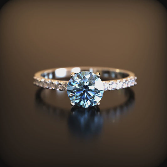 The Romina 1CT Round Cut Blue Gemstone Ring