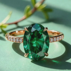 Thalia‘s Glen | 2CT Oval Cut Green Gemstone Ring