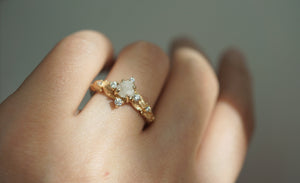 Uncut Raw Diamond Engagement Ring, Raw Diamond Rings, Uncut Diamond Ring