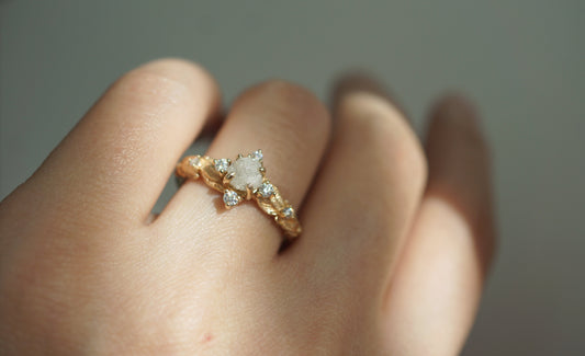 Uncut Raw Diamond Engagement Ring, Raw Diamond Rings, Uncut Diamond Ring