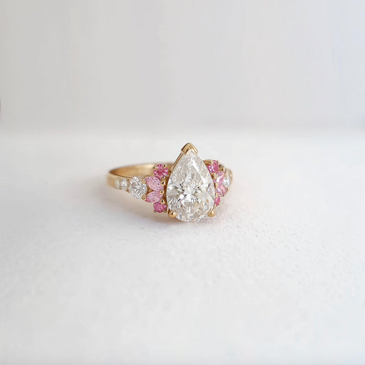 Peony Dream Pear Lab Diamond Engagement Ring, Engagement Ring