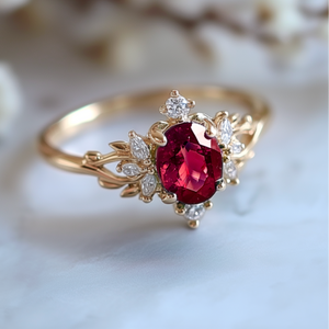 Roselight Ruby Ring, Vintage Style Ruby Ring, Oval Ruby engagement ring, Ruby Jewelry