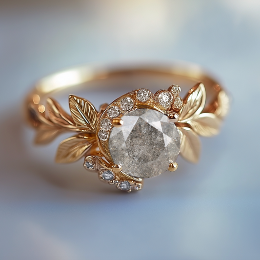 Telrunya Roof of Star Salt and Pepper Diamond Ring, Diamond Engagement Ring