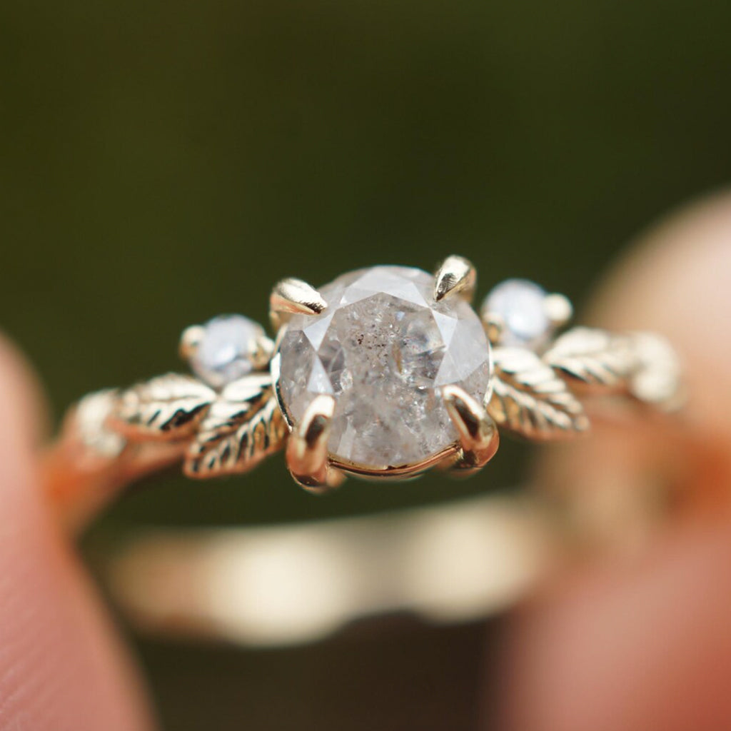 Salt and Pepper Diamond Ring, Diamond Engagement Ring