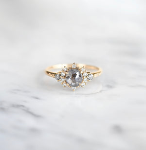 Salt and Pepper Diamond Ring, Salt and pepper Ring, Diamond Engagement Ring