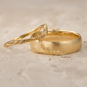 The Intertwined Wedding Set – Sandblasted Branch & Curved Vine Bands