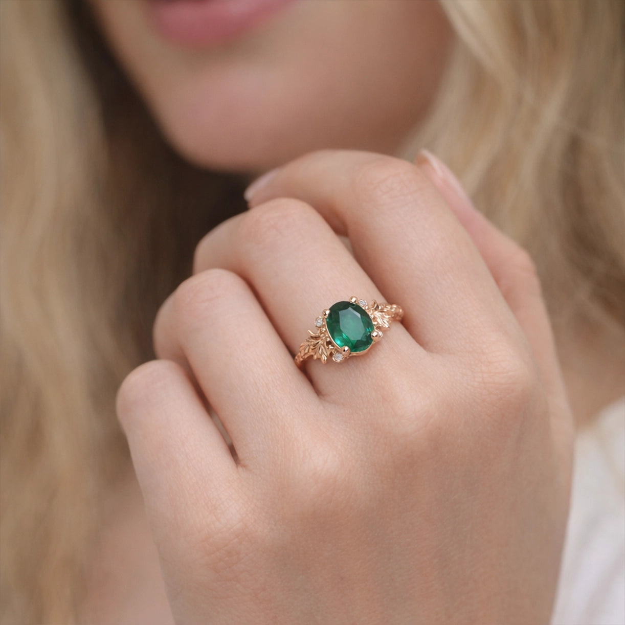 Isolde’s Garden | Oval Emerald Vintage Engagement Ring