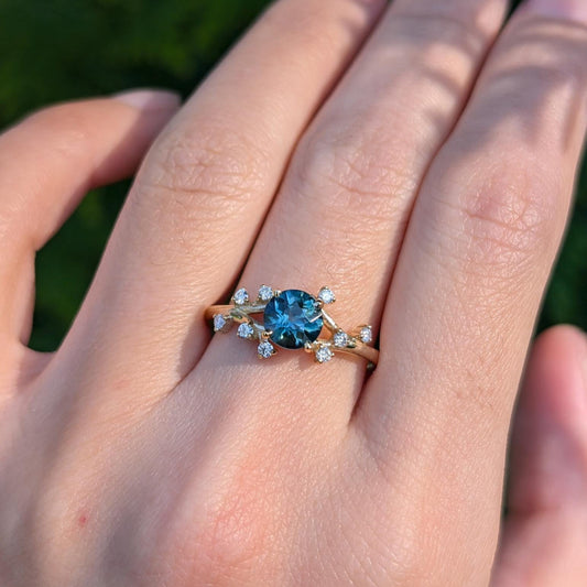 Hera Blue Sapphire ring, Blue Sapphire Engagement ring, Twig Ring