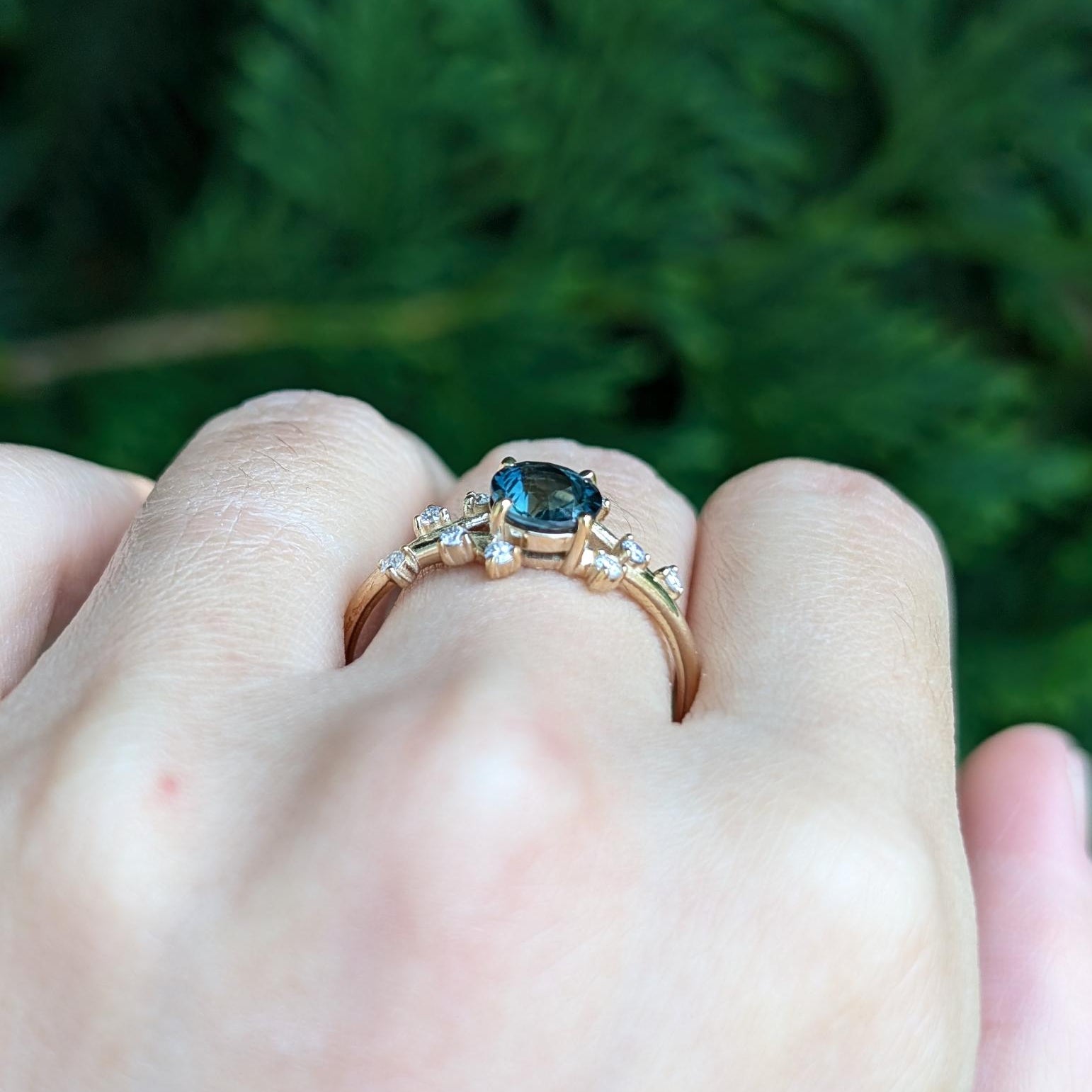 Hera Blue Sapphire ring, Blue Sapphire Engagement ring, Twig Ring