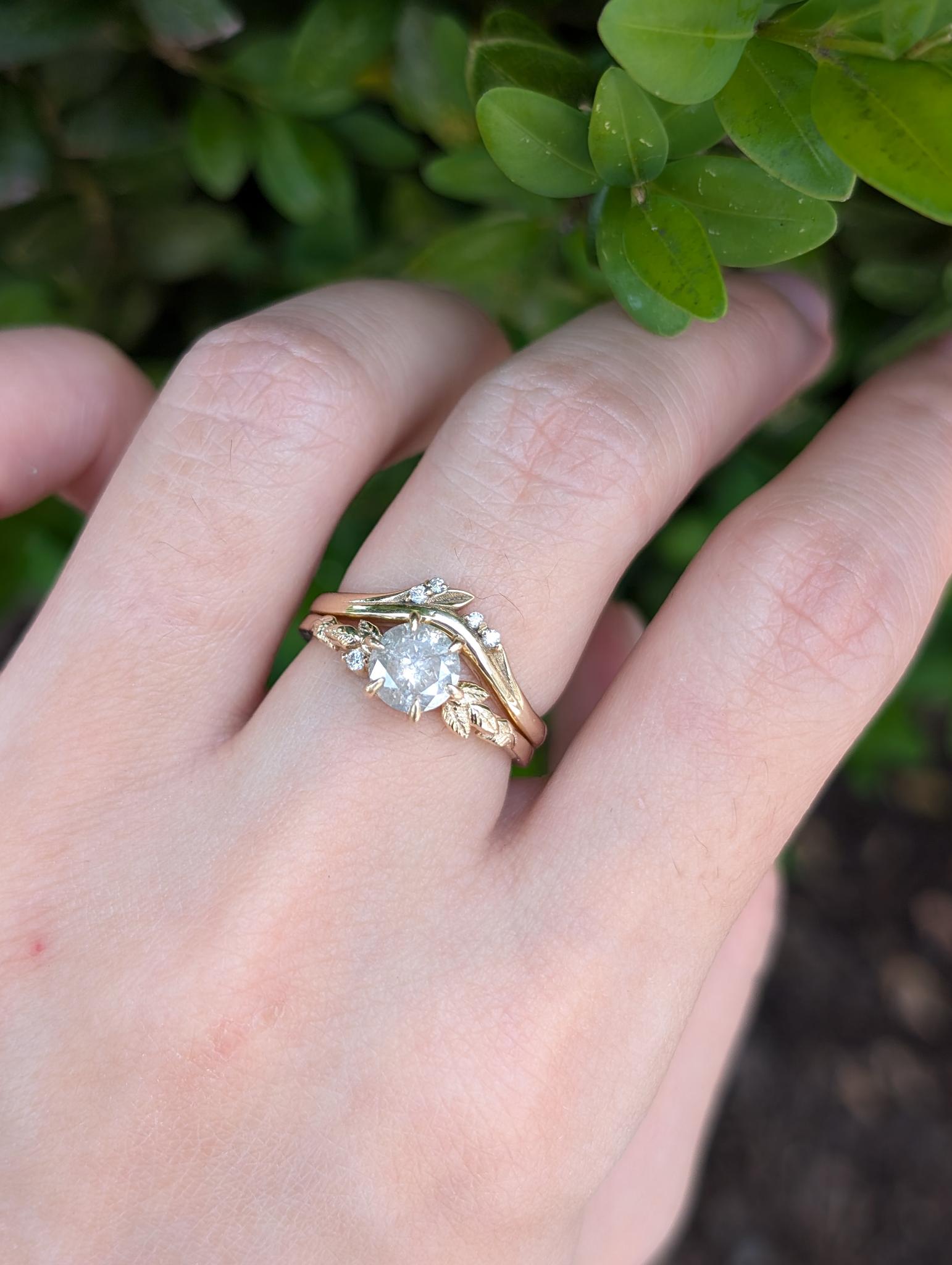 Salt and Pepper Diamond Ring, Diamond Engagement Ring