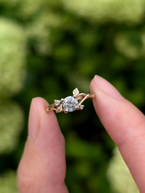 Frostfall Salt and Pepper Diamond Ring, Diamond Engagement Ring
