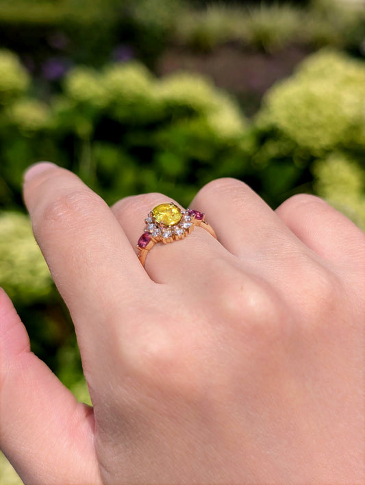 Yellow Sapphire Engagement Ring, Oval cut Sapphire Engagement Ring Wedding Ring