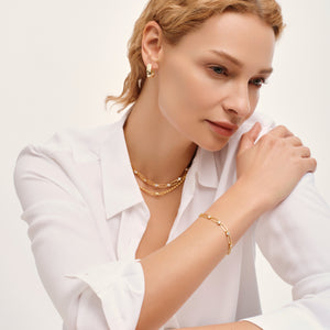 Radiant Floral Gold Link Bracelet - Stellaradorn