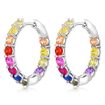 Chic Multicolor Zircon Hoop Huggies Earrings - Stellaradorn