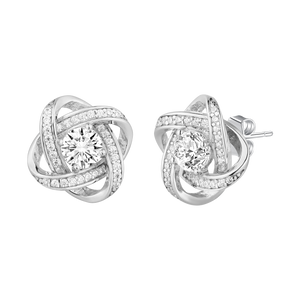 Cosmic Orbit Silver  Solitaire Stud Earrings - Stellaradorn