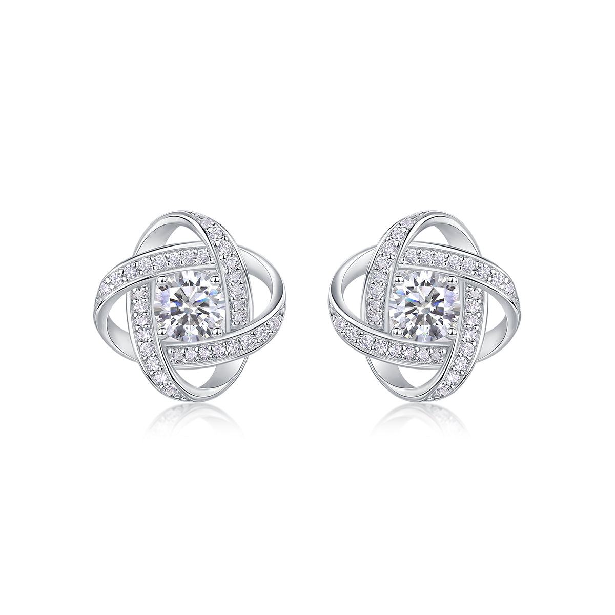 Cosmic Orbit Silver  Solitaire Stud Earrings - Stellaradorn