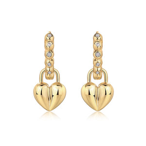 Dazzling Heart Charm Drop Earrings - Stellaradorn