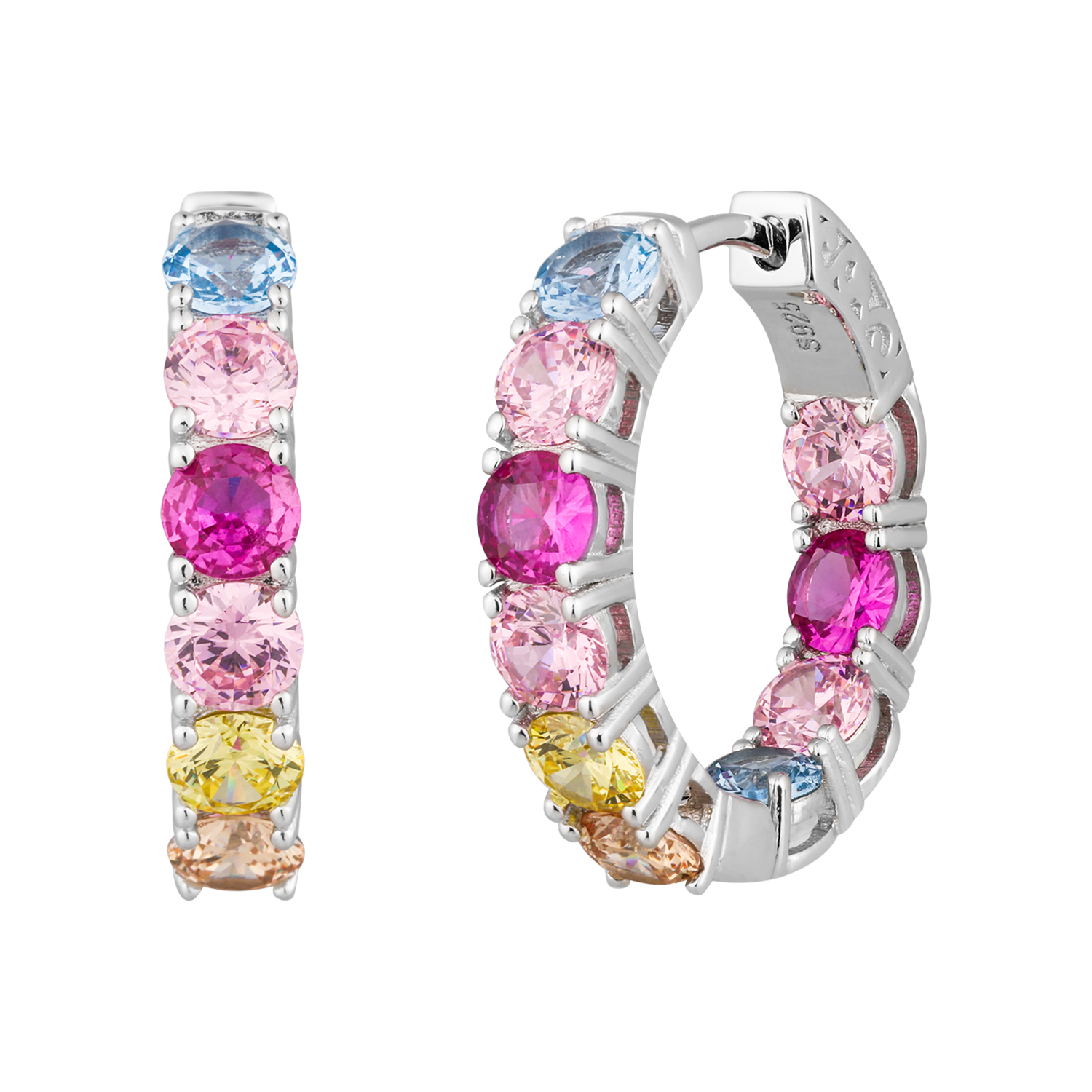 Dazzling Multicolor Zircon Hoop Huggies Earrings - Stellaradorn