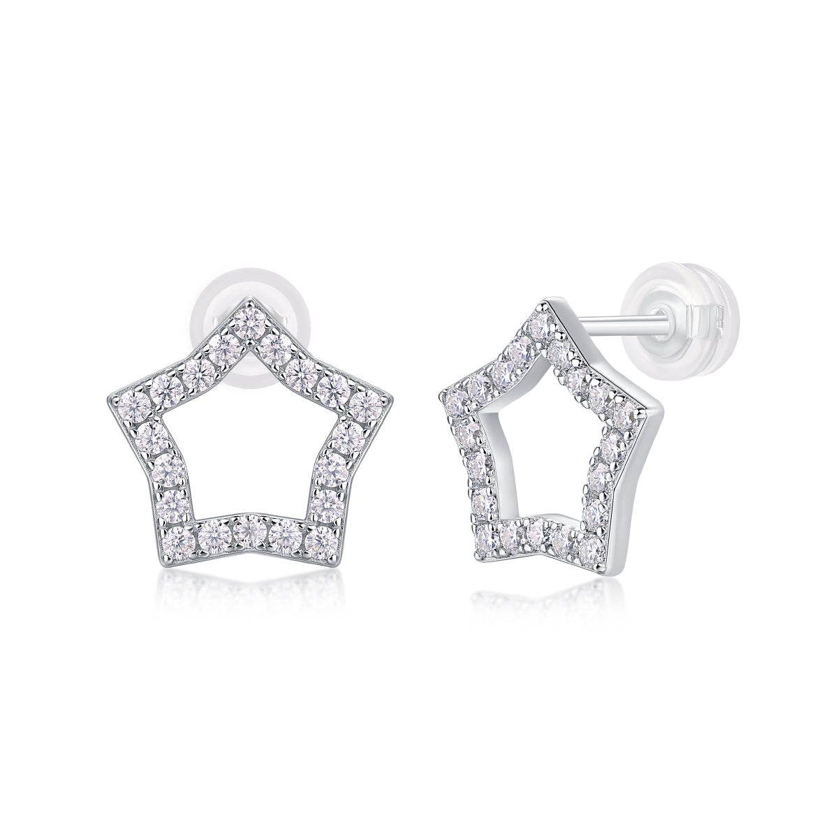 Shimmering Starry Silver Stud Earrings - Stellaradorn