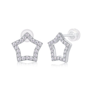 Shimmering Starry Silver Stud Earrings - Stellaradorn