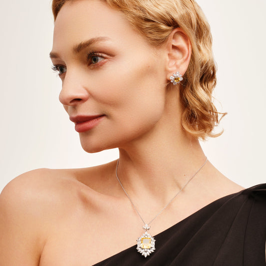 Sunlit Blossom Natural Citrine Stud Earrings - Stellaradorn