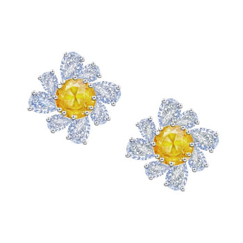 Sunlit Blossom Natural Citrine Stud Earrings - Stellaradorn