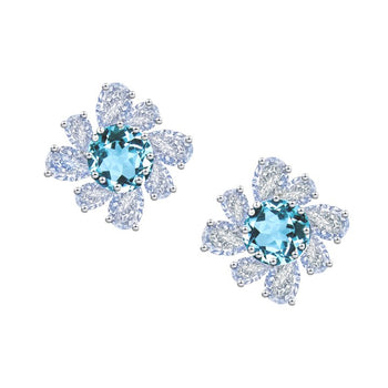 Tranquil Blossom Natural Blue Topaz Stud Earrings - Stellaradorn