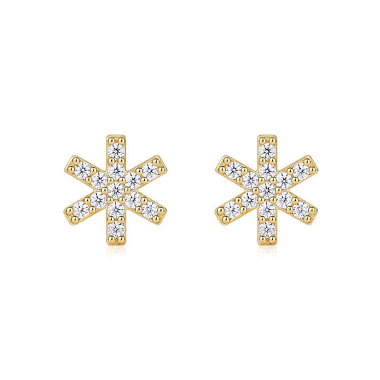 Radiant Snowflake Gold Stud Earrings - Stellaradorn