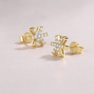 Radiant Snowflake Gold Stud Earrings-Unisex