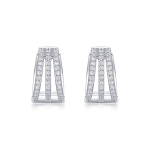 Triple Curve Pavé Moissanite Hoop Huggies Earrings - Stellaradorn