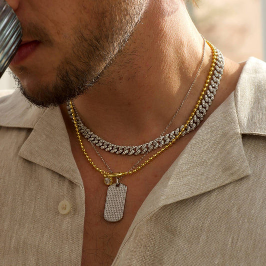 Stylish Silver Moissanite Cuban Link Chain Necklace-8mm