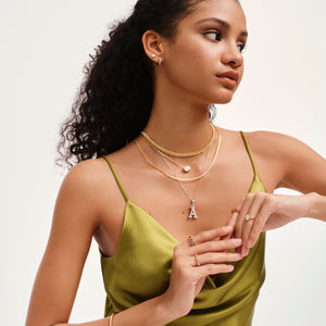 Letters Nametag Crowned Charm Necklace - Stellaradorn
