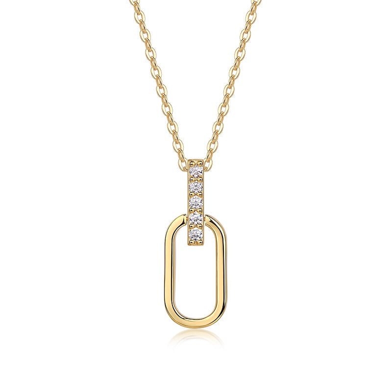 Oval Link Paper Clip Pendant Necklace - Stellaradorn