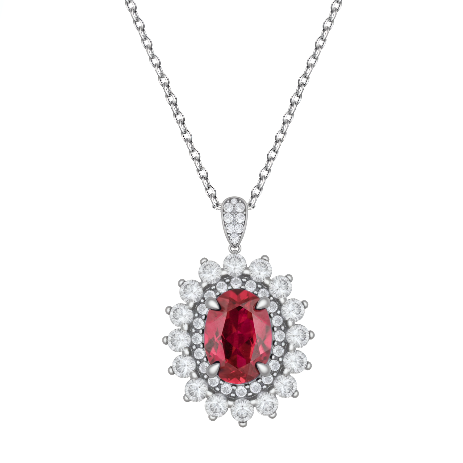 Elegant Ruby Halo Jewelry Set - Stellaradorn